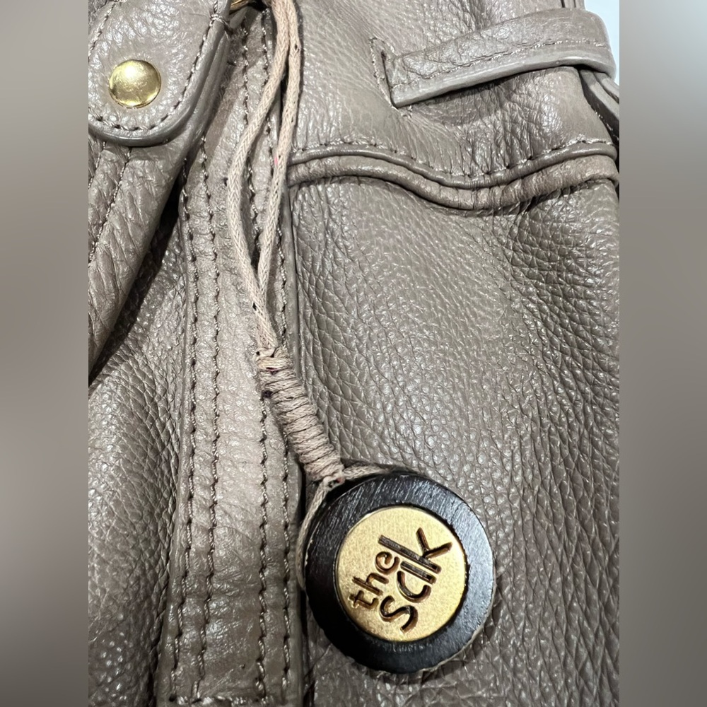 The Sak Gray/Taupe Leather Cinch Crossbody Bag - Picture 4 of 15